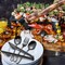 15 Pieces Stainless Steel Serving Utensils Large Serving Spoon Set 9.45 Inch Metal Tongs 9 Inch Serving Forks 8.7 Inch Slotted Spoons and Serving Spoon Kitchen Wedding Party (Black)